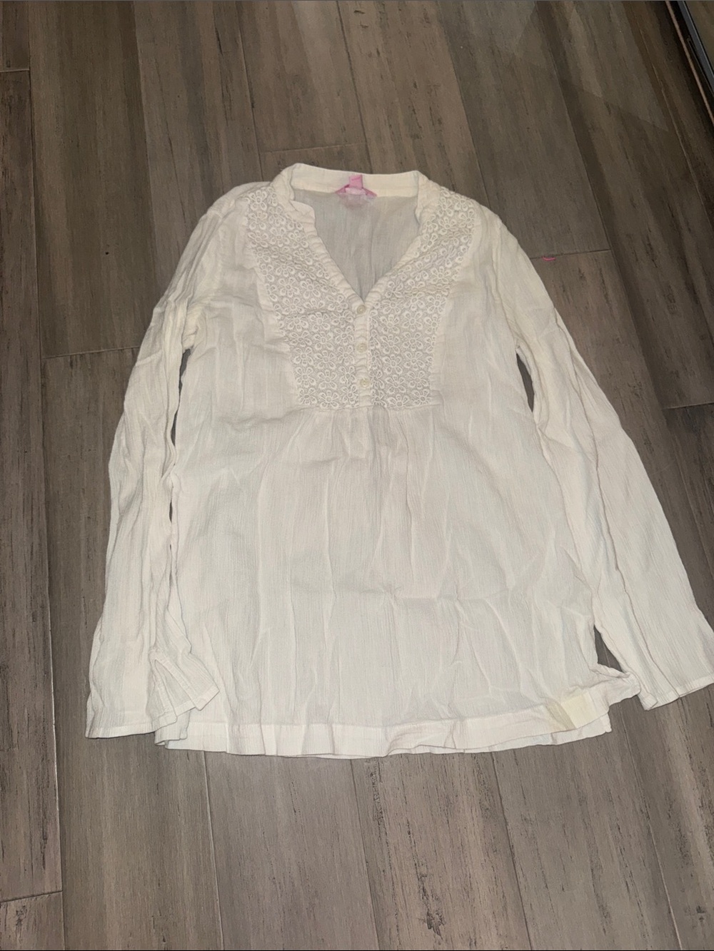 Lilly Pulitzer White Eyelet V-Neck Long Sleeve Blouse